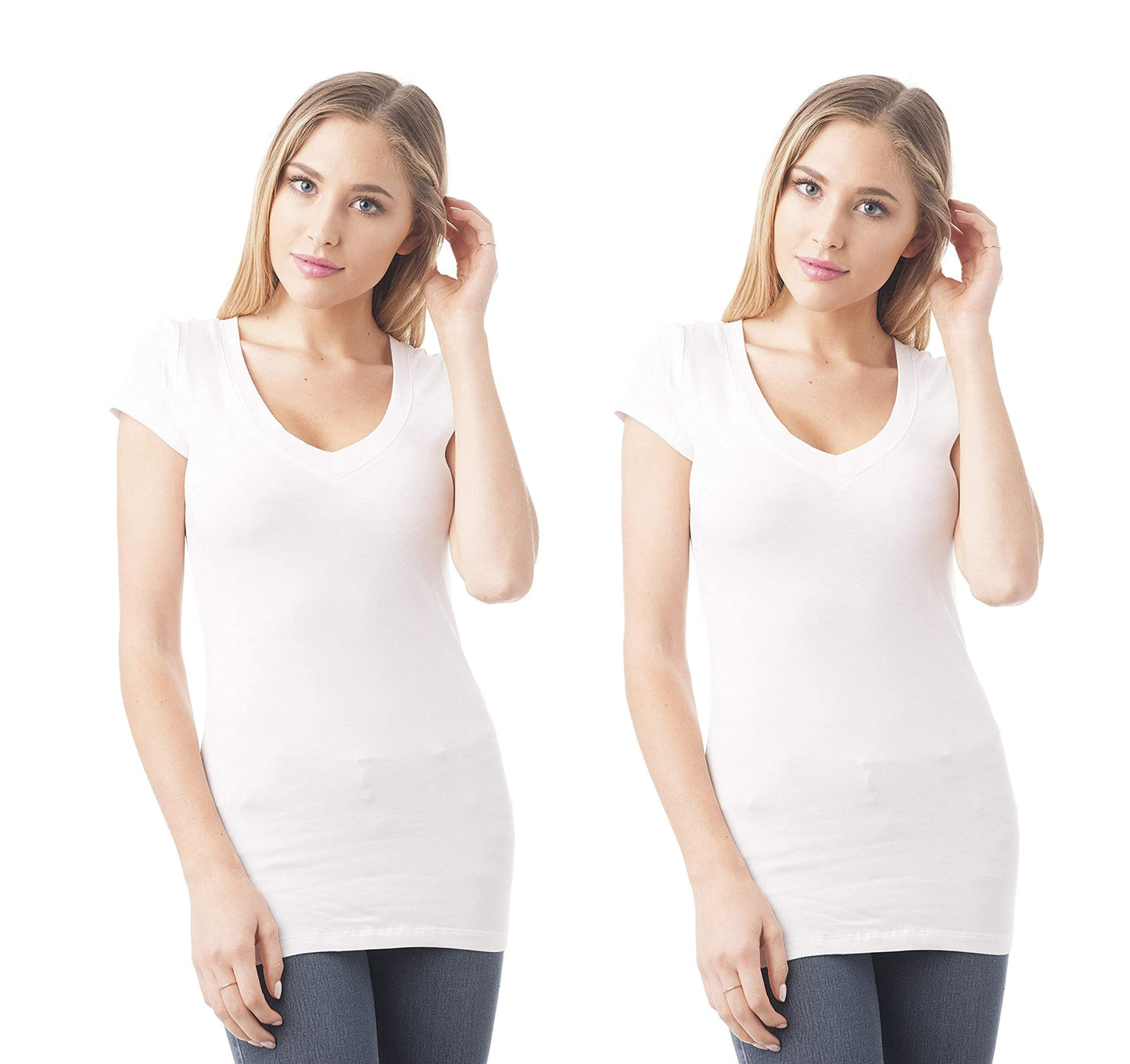 Khanomak Women's Short Sleeve V-Neck Casual Basic Plus Size Tee T-Shirt