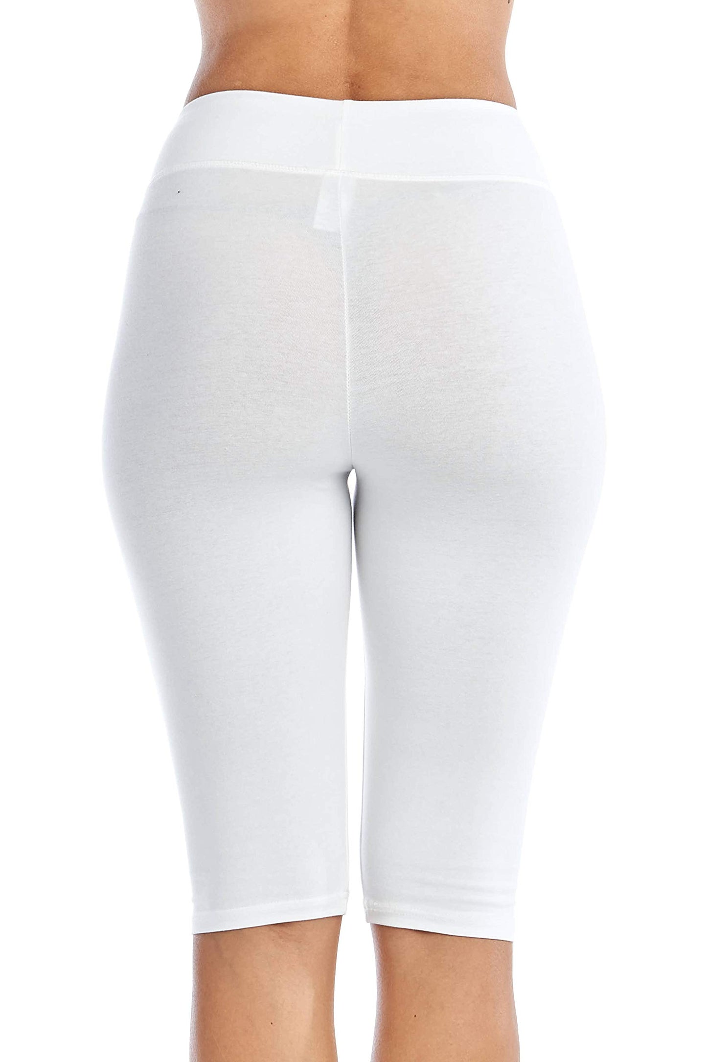 Women's Casual Plain Stretch High-Rise Slip On Cotton Long Biker Bermuda Shorts