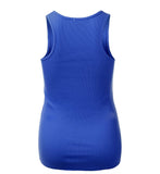 Women's Long Ribbed Rib Racerback Tank Top Cotton Stretch Quality Tunic Basic (Medium, Cobalt)