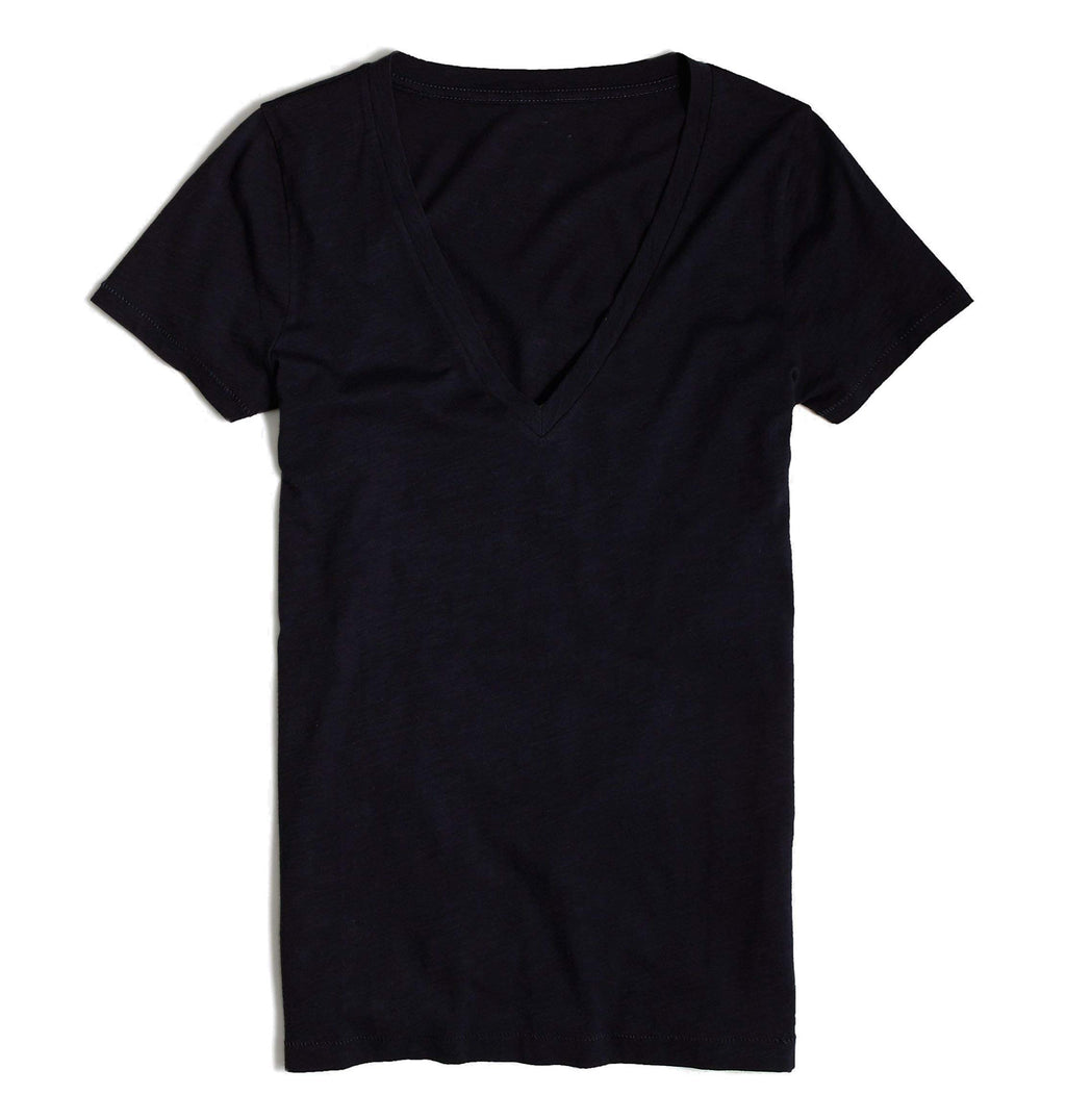 Khanomak Women's Short Sleeve Plain Casual Basic Tee Cotton V Neck Regular Fit T-Shirt Tops