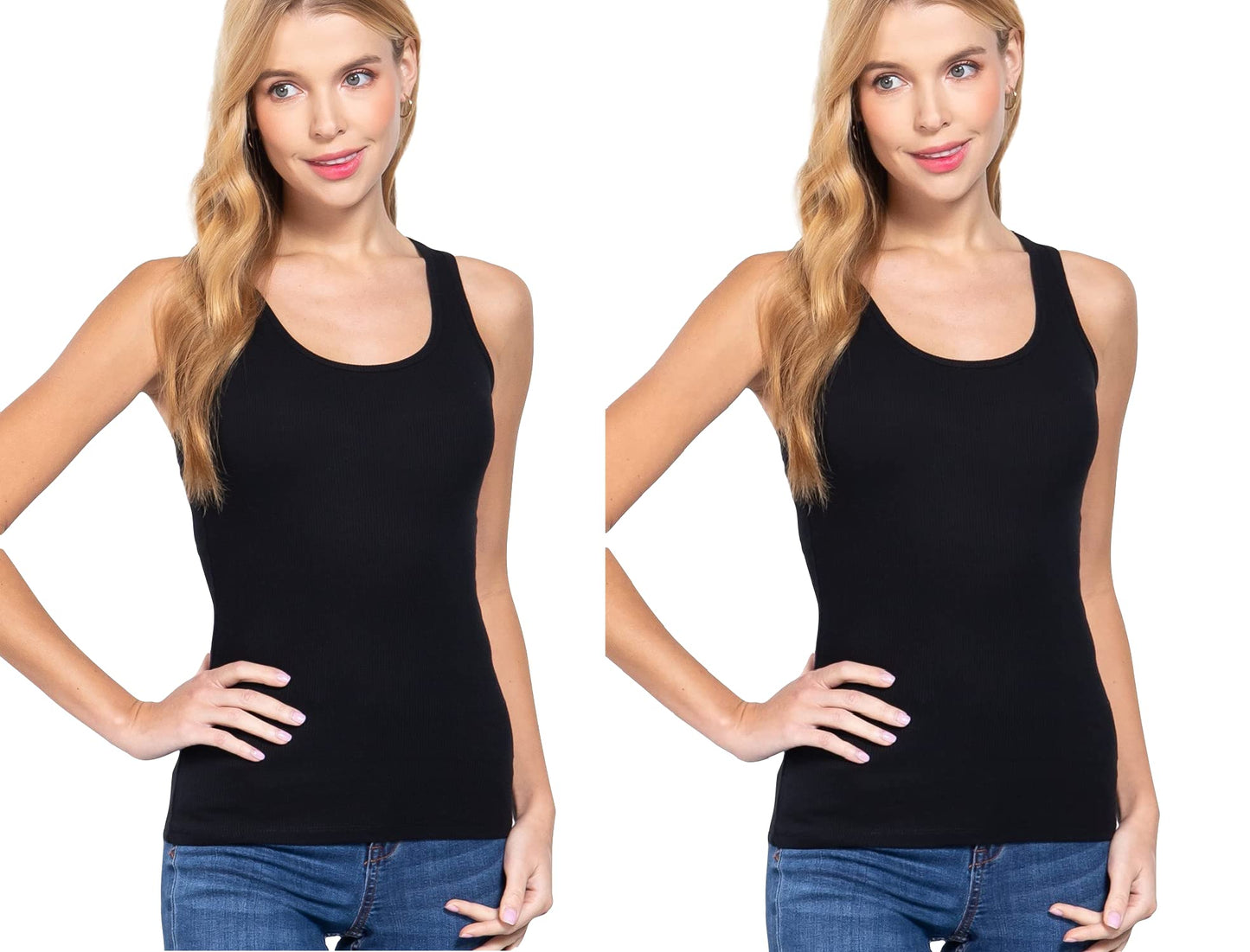 Womens-Sleeveless Racerback Scoop Neck Tank Top