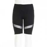 Women's High Waisted Body Contour Biker Shorts with Diagonal Mesh Inset