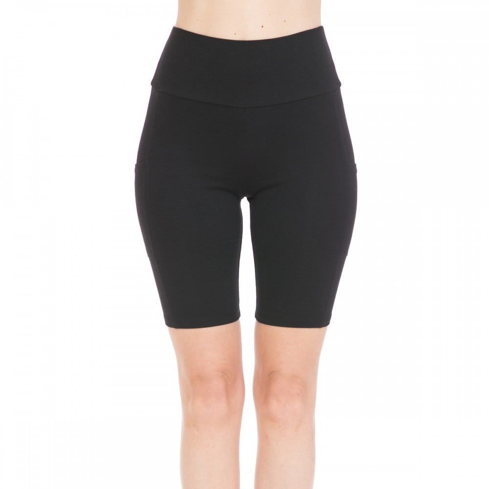 Women's High Waist Stretchy Bike Shorts With Pockets