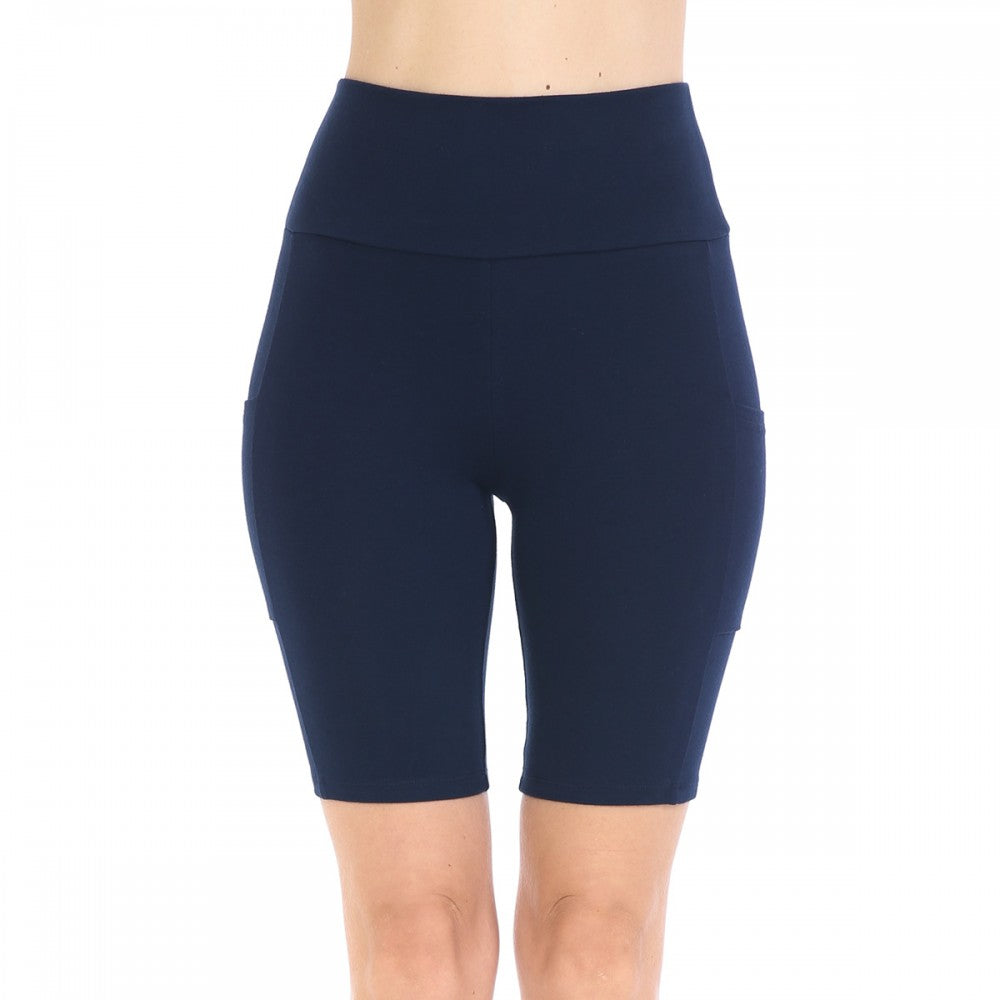 Women's High Waist Stretchy Bike Shorts With Pockets