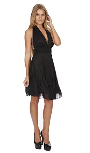 Women's Marilyn Monroe Short Chiffon Pleated Halter Dress