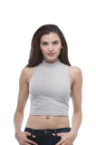 Hollywood Star Fashion Plain Sleeveless Mock Turtle Neck Crop Top