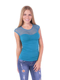 Sleeveless Stretch Shirt with Mesh Top Fitted One Size