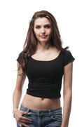 Hollywood Star Fashion Short Sleeve Plain Off The Shoulder Crop Top