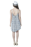 Sleeveless Beaded String Back Cut-Out Printed Woven Dress