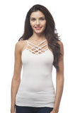 Hollywood Star Fashion Plain Front Strappy Top With Ribbed Sides