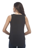 sleeveless front button crepe woven top