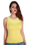 Sleeveless Stretch Shirt with Mesh V Back Top wth Ribbed Sides