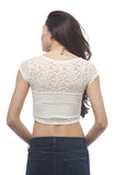 Short Sleeve Sweet Heart Neck lace Crop top