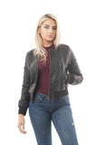 Faux Quilted Leather Jacket with Side Pockets
