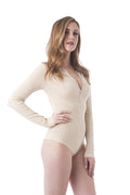 Khanomak Long Sleeve Crewneck Buttons Ribbed Bodysuit