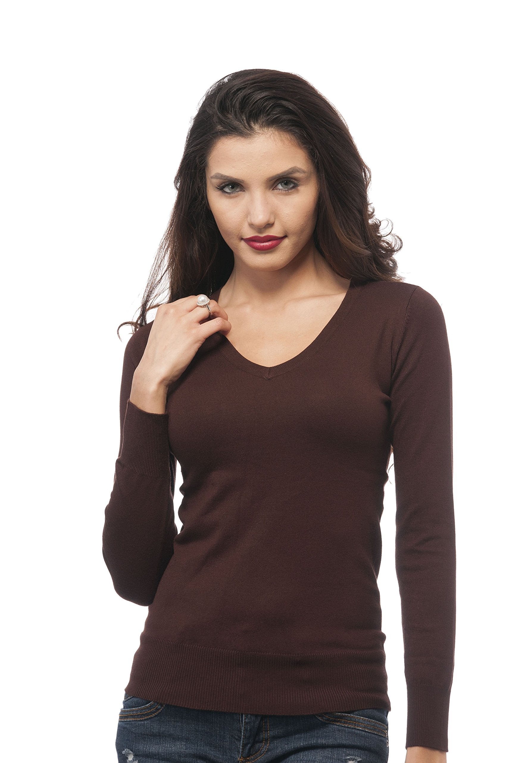 Hollywood Star Fashion Long Sleeve V Neck Knit Sweater