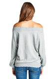 Khanomak Plain Oversized Long Sleeve Lightly Distressed Ribbed Hem Knit Pullover Sweater Top
