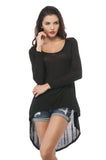 Hollywood Star Fashion Long Sleeve Basic Long Tale Scoop Neck Top