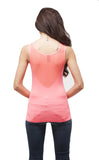 Sleeveless lace front mesh back top with ribbed sides