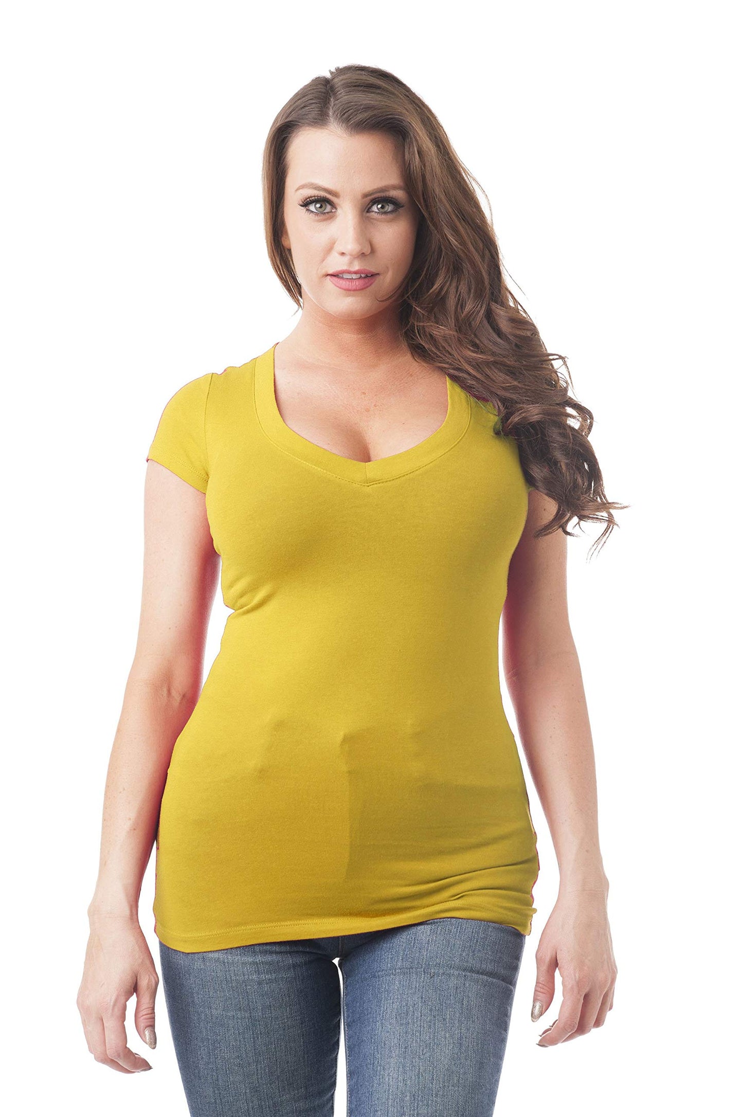 Women's Short Sleeve V-Neck Casual Basic Tee Tank T-Shirt