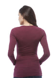 Khanomak Women's Basic Long Sleeve Deep V Neck Plus Size Shirt Top