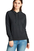 Khanomak Plain Casual Long Sleeve Pullover Drawstring Hoodie Kangaroo Front Pocket Sweatshirt