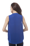 Sleeveless drapped v neck line chiffon top with shoulder zippers