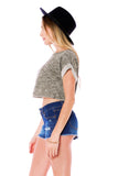 Rolled Sleeves French Terry Crop Top