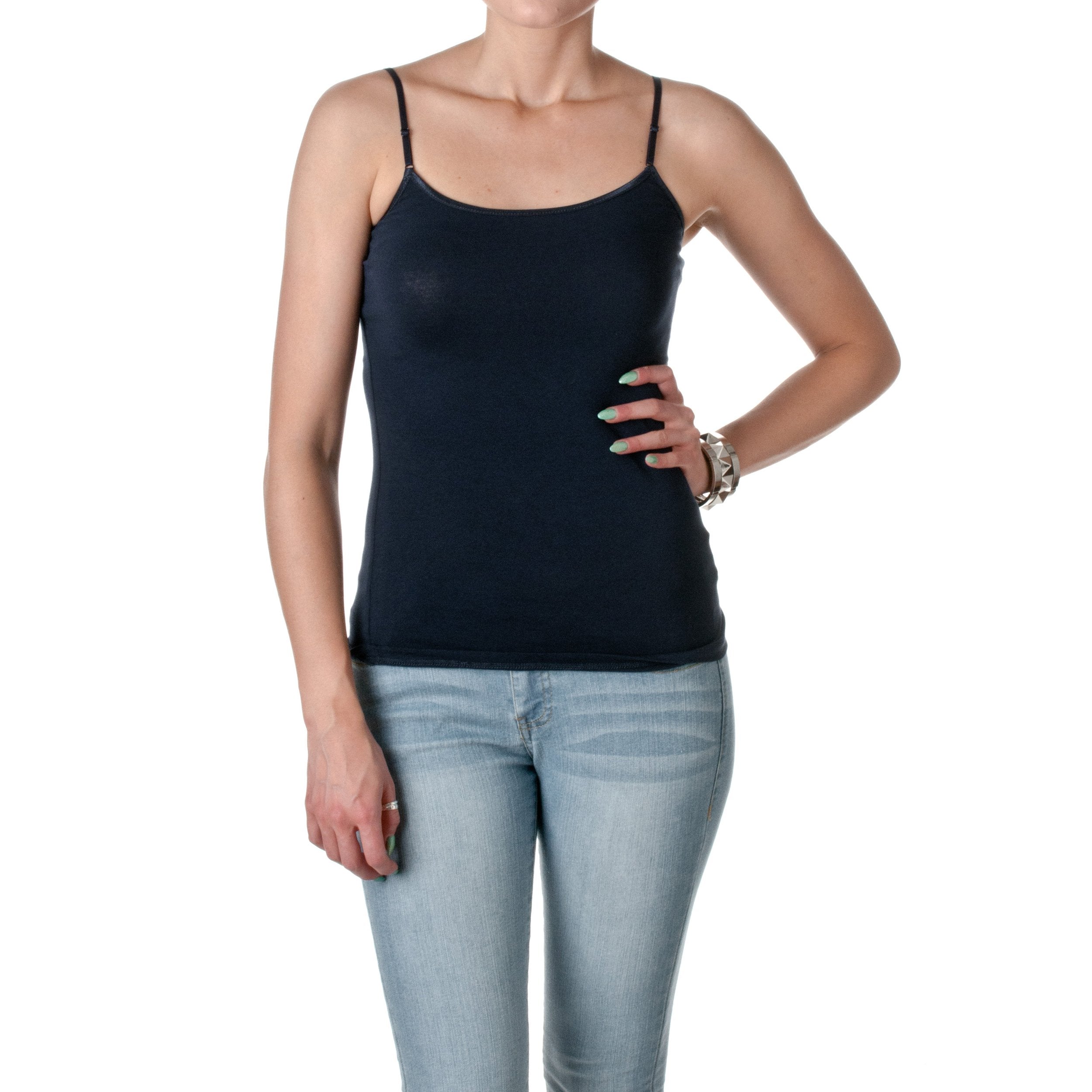 Hollywood Star Fashion Casual Basic Women's Semi-Crop Camisole Cami Tank Top With Adjustable Straps