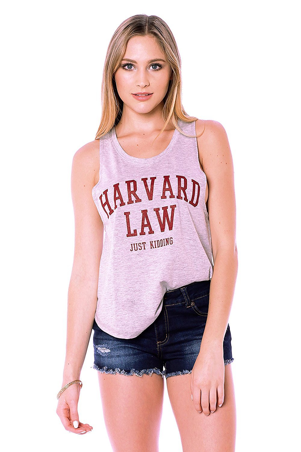 Sleeveless Tank Top Graphic Tees Grey Harvard Law