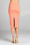 Basic Plain Long Bodycon Pencil Skirt with Slit on the Back