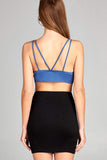 Women's Basic Casual Front Strap Bustier Detail Cami Crop Top