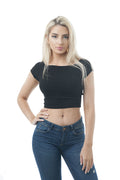 Short Sleeve Squarer Neck V-Back Crop Top
