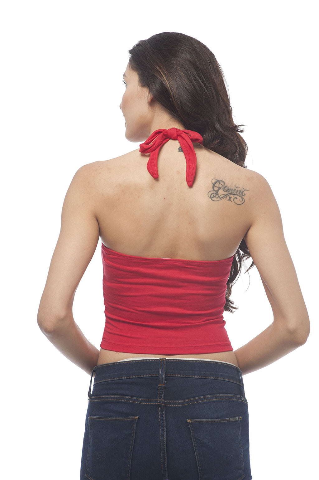 Halter v Neck Crossover Front Crop top