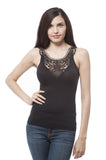 sleeveless Mesh Back lace front ribbed sides One Size Top