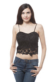 adjustable strap lace crop top with zipper on the back