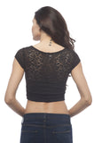 Short Sleeve Sweet Heart Neck lace Crop top