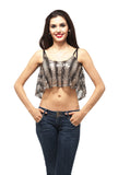 Flowy Adjustable Spaghetti strap crop top with sequin trim