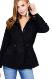 Khanomak Women's Lightweight Long Sleeve Cotton Utility Hooded Jacket