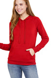 Women Casual Pullover Drawstring Kangaroo Pocket Hooded Sweatshirt1