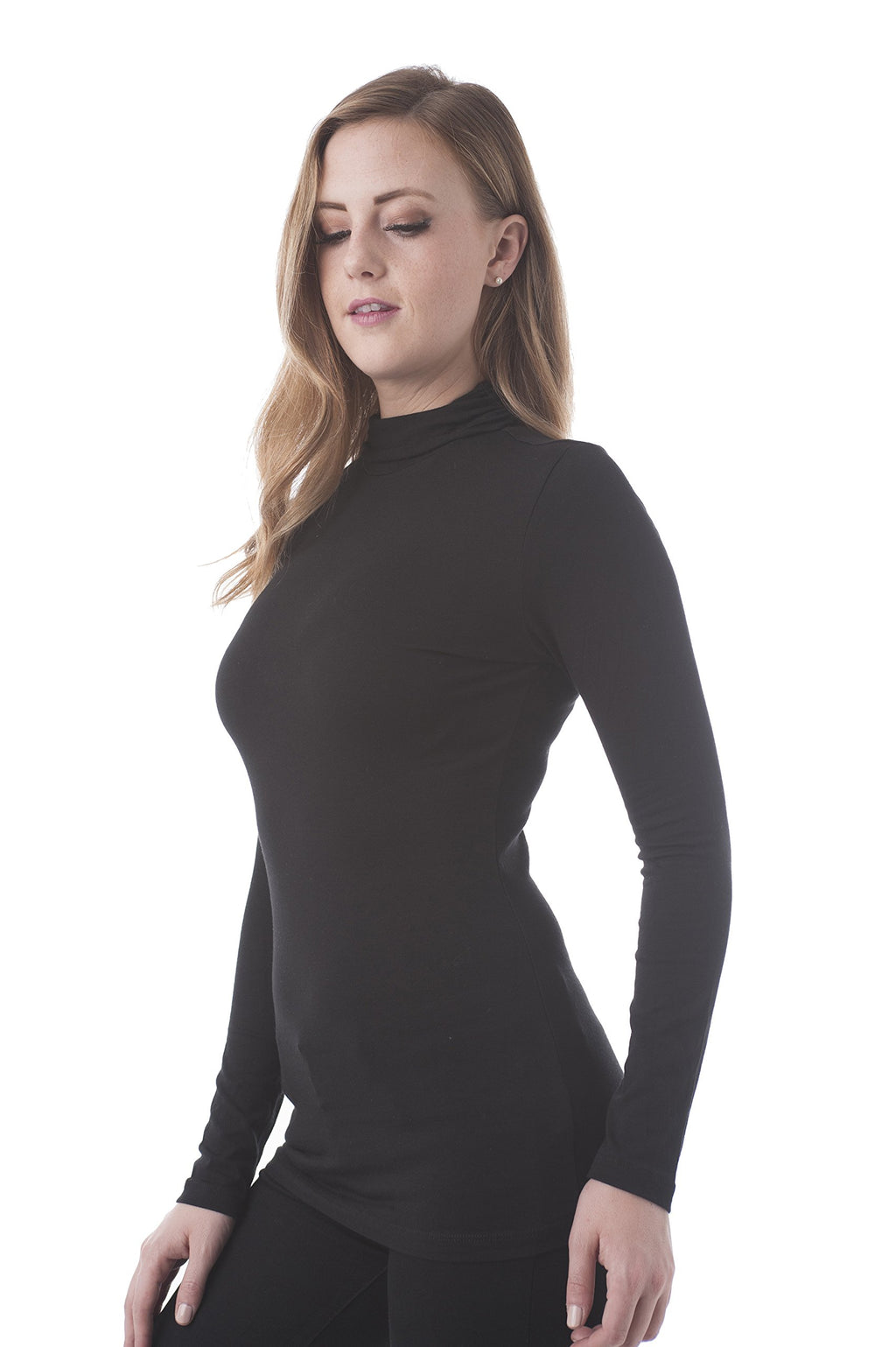 Khanomak Women's Long Sleeve Plain Turtle Neck Top Shirt