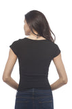 Hollywood Star Fashion Short Sleeve Scoop Neck Ribbed Jersey Top