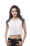 short sleeve color block crop top