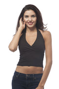 Halter v Neck Crossover Front Crop top