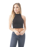 Khanomak Sleeveless Ribbed Turtle Neck Crop Top