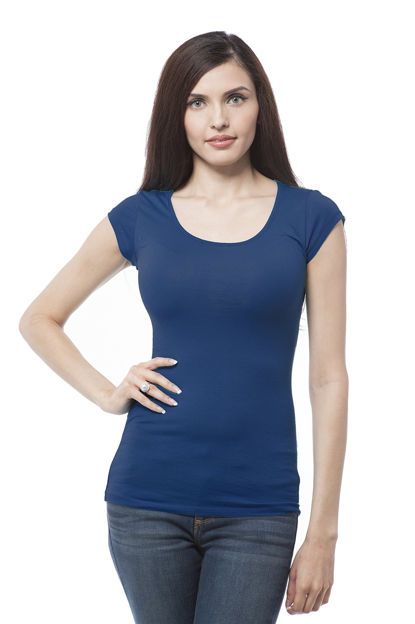 Women's Short Sleeve Basic Cotton Span Top Crop Back