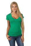 Women's Casual Basic Deep V-Neck Short Sleeve T-Shirt (Regular and Plus Size)