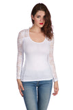 Long sleeve top with lace insert on sleeves and back yoke Plus Size