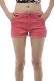 Hollywood Star Fashion Cotton Twill Mini Short Shorts With Lace Patch On The Sides