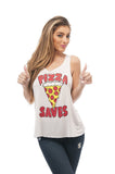 Sleeveless Tank Top Graphic Tees Pizza Saves